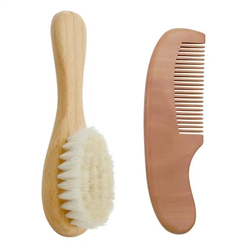 Baby Hair Brush & Comb Set | Soft Goat Bristle Wooden Grooming