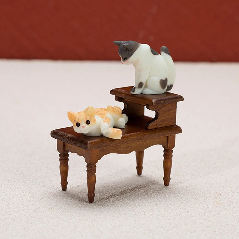 1/12 Miniature Double Layer Tea Table – Birch Wood Dollhouse