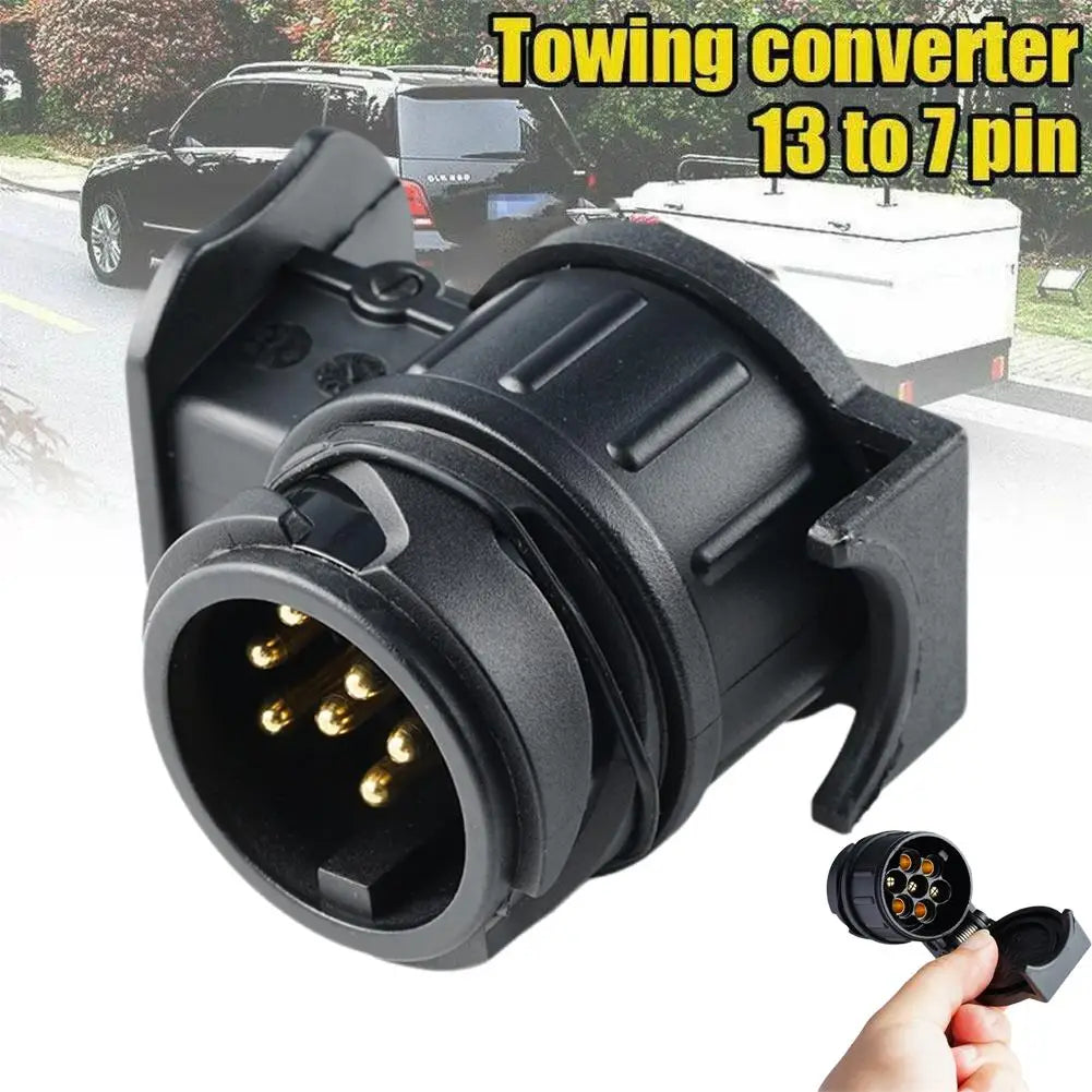 13 to 7 Pin Trailer Plug Adapter – 12V Waterproof Towbar Socket