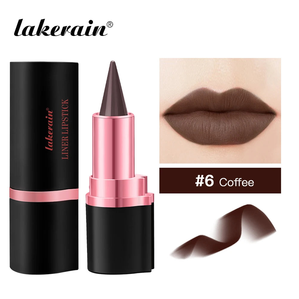 2In1 Matte Liner Lipstick Pen Gradient Lip Liner Red Brown Lipsticks Pencil Lasting Waterproof Lip Stick Sexy Women Lip Cosmetic Peaceful Pleasures Health and Wellness 06 coffee