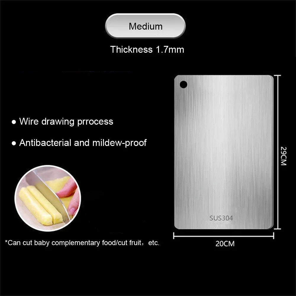 316 Stainless Steel Cutting Board – Reversible 2-in-1 Non-Slip Stainless Steel Cutting Board Peaceful Pleasures Health and Wellness Type B 29x20 cm