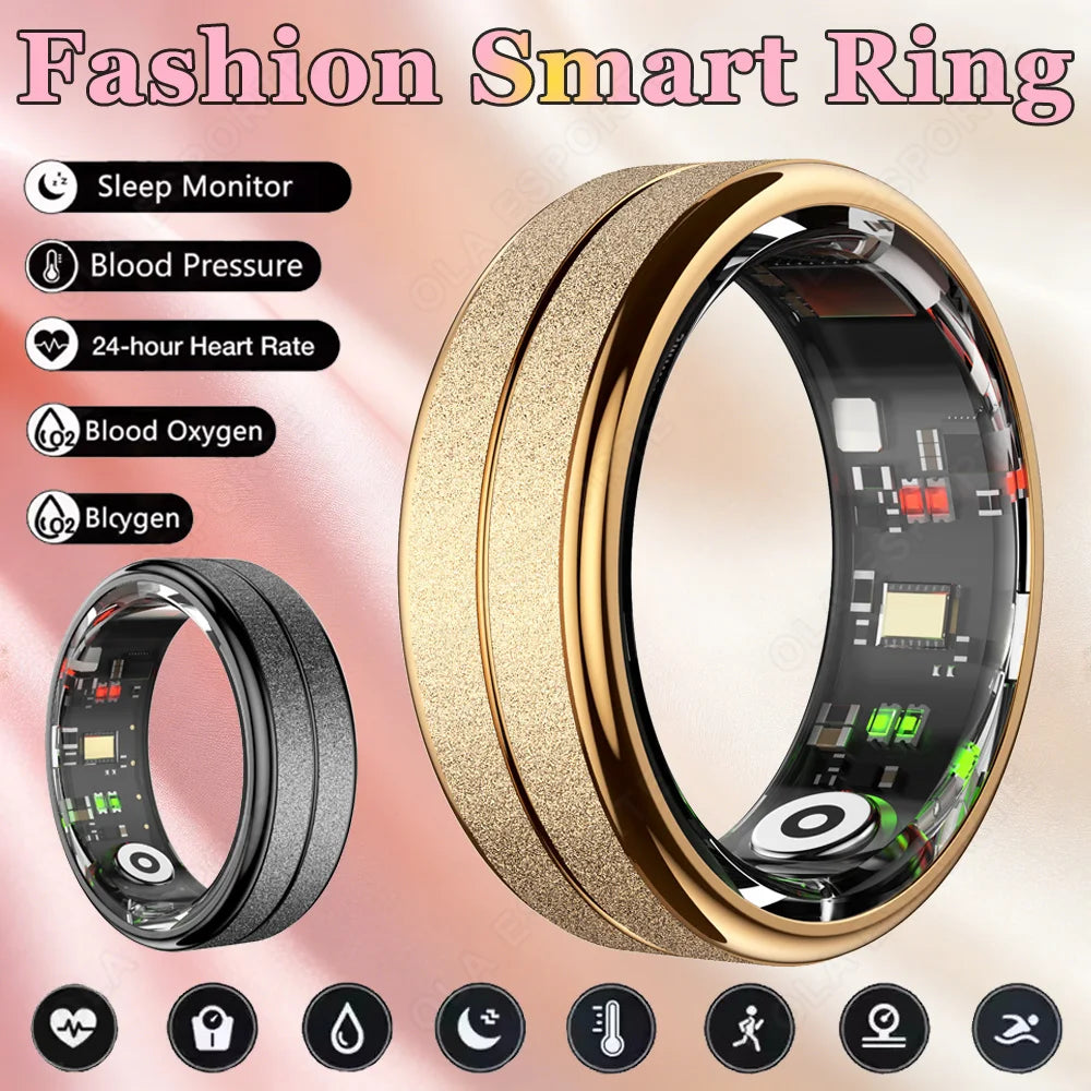 24-Hour Heart Rate Blood Oxygen Health Monitor Smart Ring Men Women Multi-Sport Mode IP68 Waterproof Count steps Smartring New Peaceful Pleasures Health and Wellness