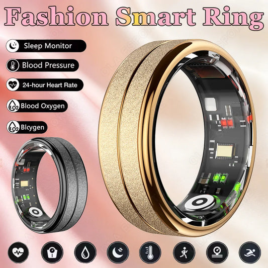 24-Hour Heart Rate Blood Oxygen Health Monitor Smart Ring Men Women Multi-Sport Mode IP68 Waterproof Count steps Smartring New Peaceful Pleasures Health and Wellness