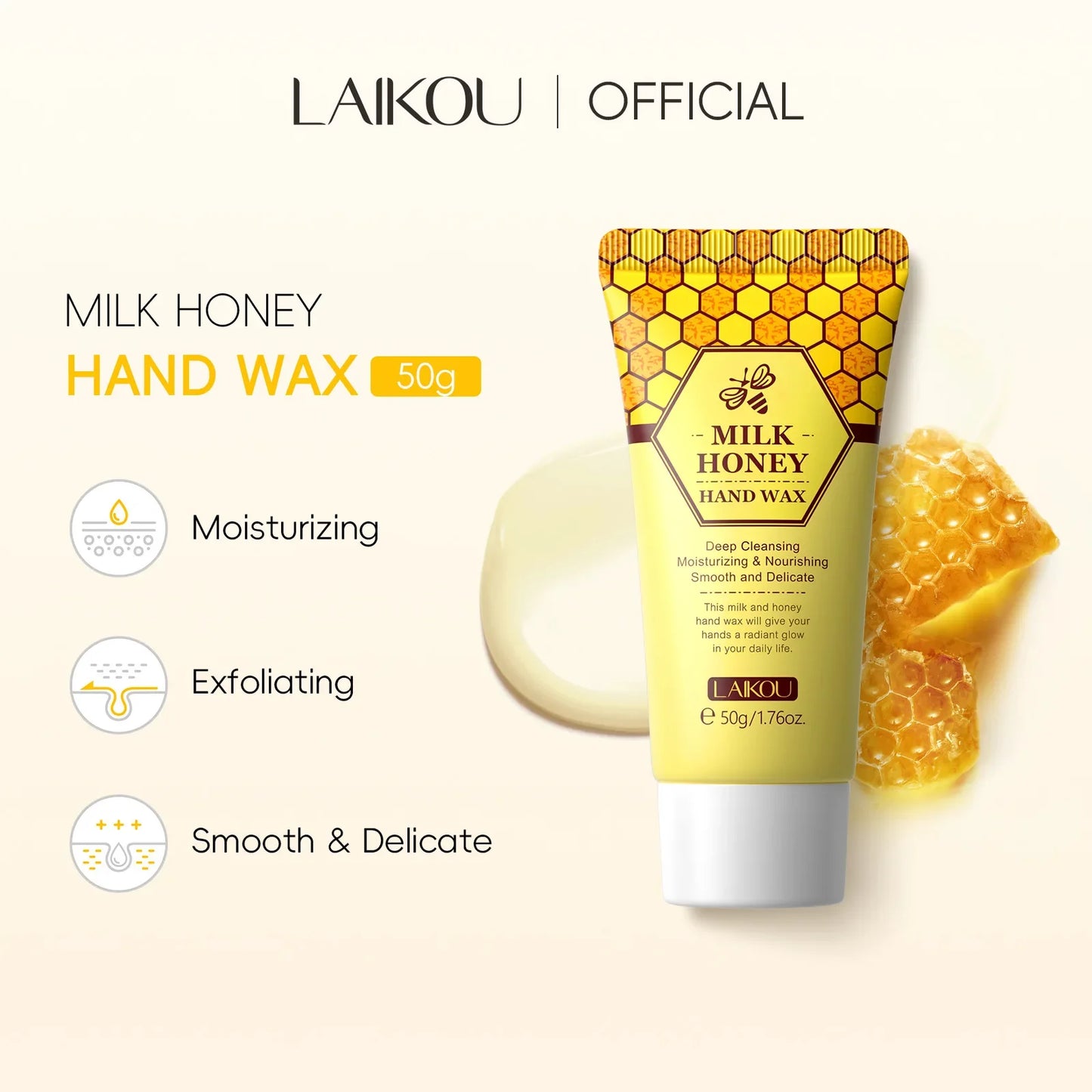 LAIKOU Honey Hand Wax Mask – Exfoliating Moisturizer 50g