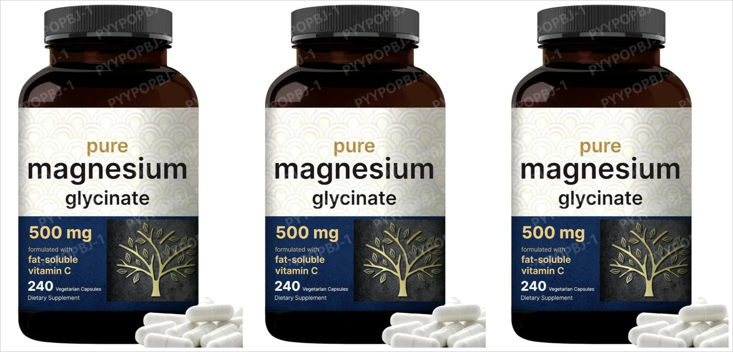 Magnesium Glycinate 500mg 240 Veggie Caps | Chelated Vegan