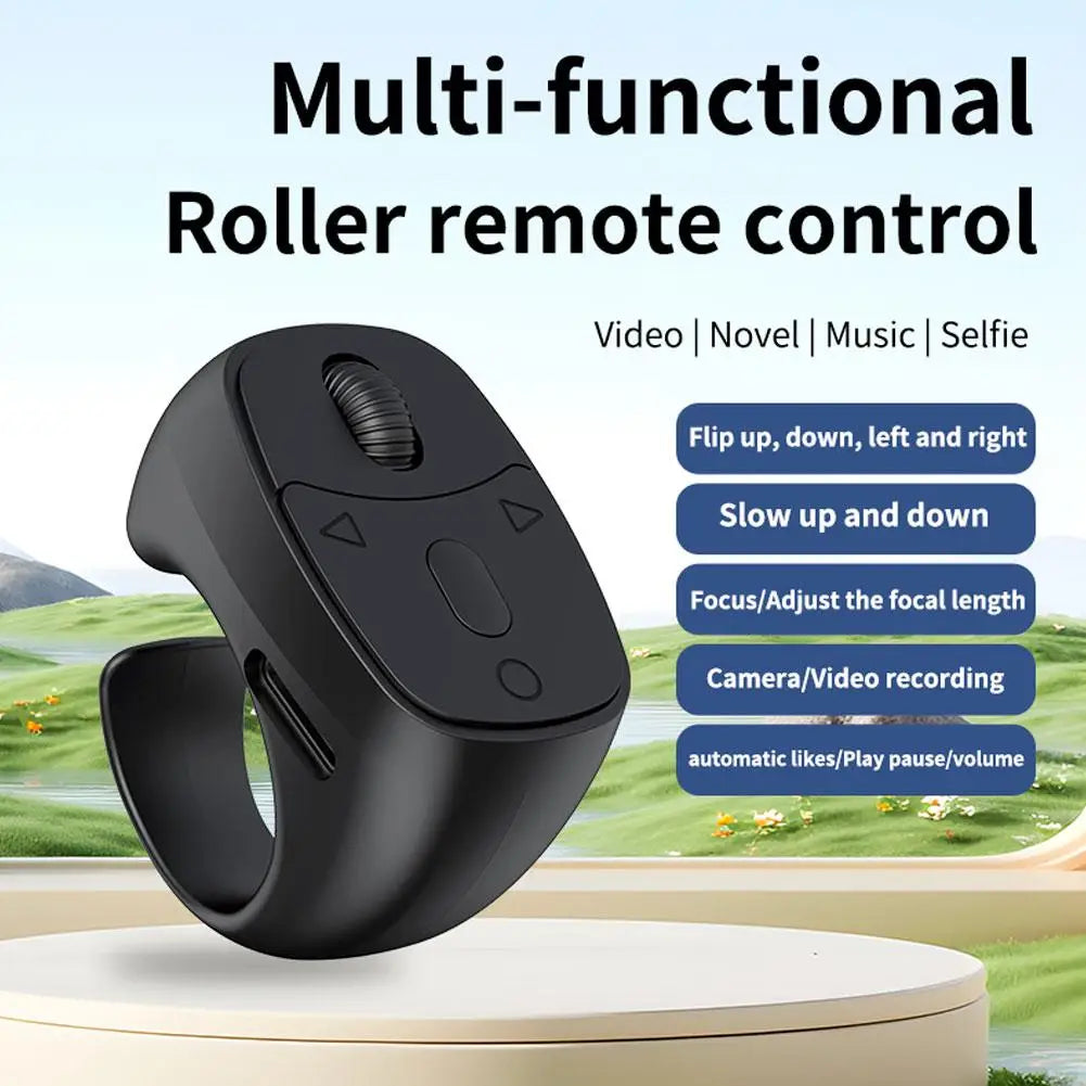 Fingertip Bluetooth Remote – Scroll, Shutter & Page Turner