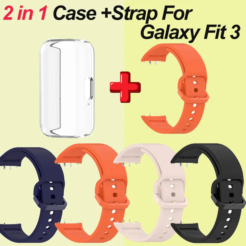 2-in-1 Clear TPU Case + Silicone Band for Samsung Galaxy Fit 3 Peaceful Pleasures Health and Wellness