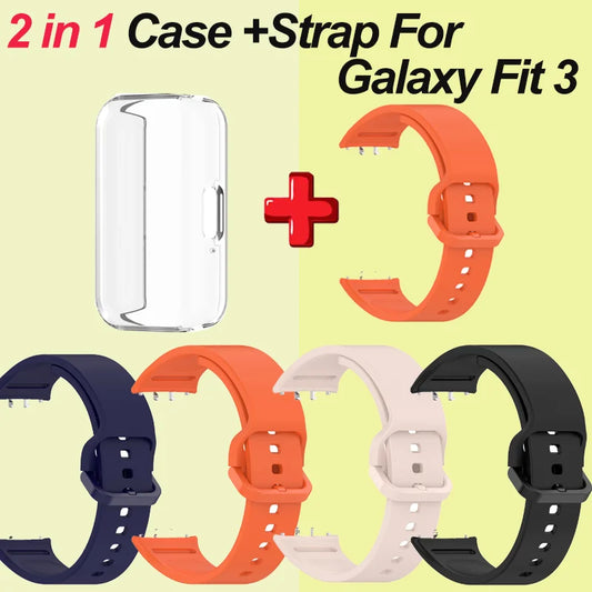 2-in-1 Clear TPU Case + Silicone Band for Samsung Galaxy Fit 3 Peaceful Pleasures Health and Wellness