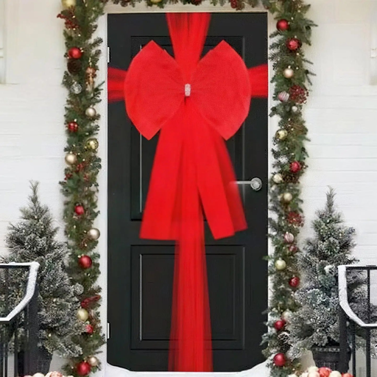 Large Christmas Organza Bow Decor | Door, Mantel & Window