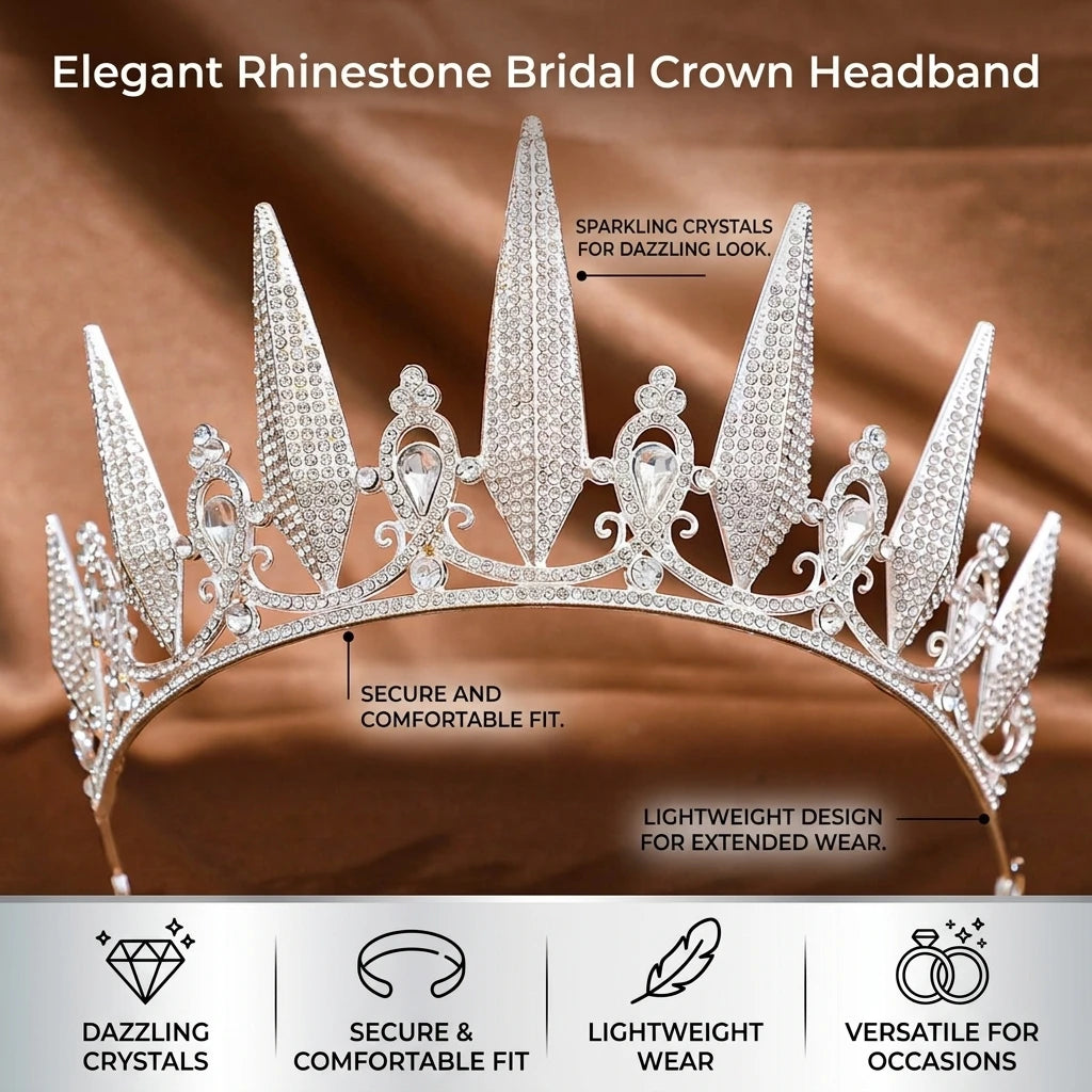 Bridal Rhinestone Crown Headband Alloy Crystal Wedding Party Accessory Peaceful Pleasures Health and Wellness