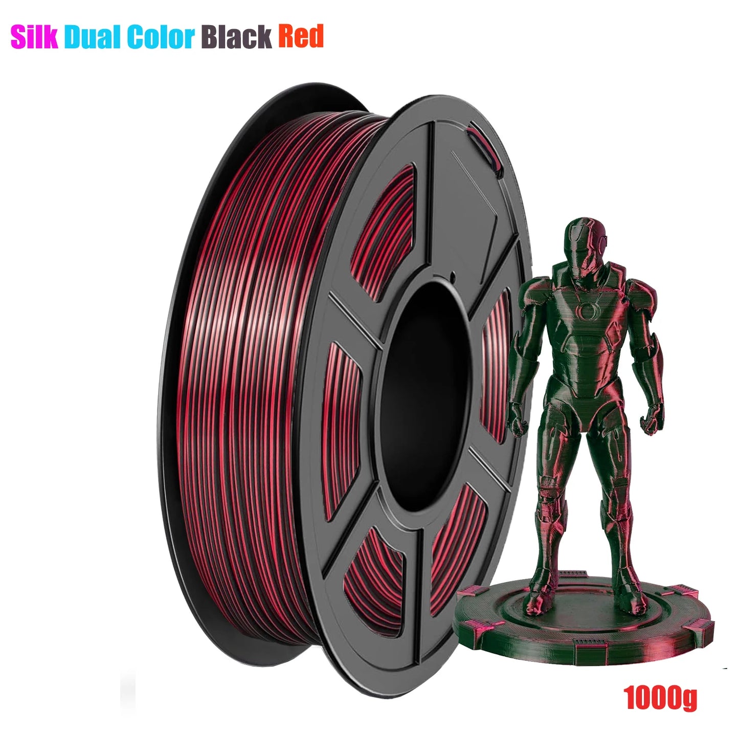 Silk PLA Filament 1.75mm Bundle – Dual Color 4×250g Spools