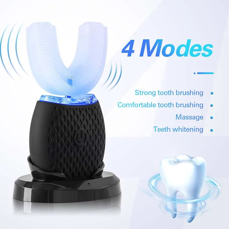 Couple U-Shape Soft Bristle Electric Toothbrush Lazy Automatic with Ultrasonic Induction Charging Waterproof Silicone Design Peaceful Pleasures Health and Wellness