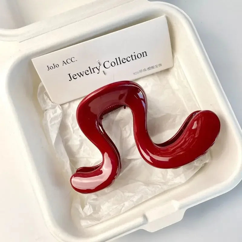 Fashion High End Sense New Shark Clips for Women Medium Sized Back of Head Hairpin High Ponytail Fixing Artifact Hair Accessory Peaceful Pleasures Health and Wellness Bright Red