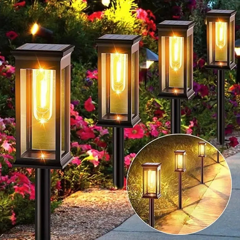 Solar Garden Spike Lights | Vintage Edison Bulb Outdoor Path Lamp