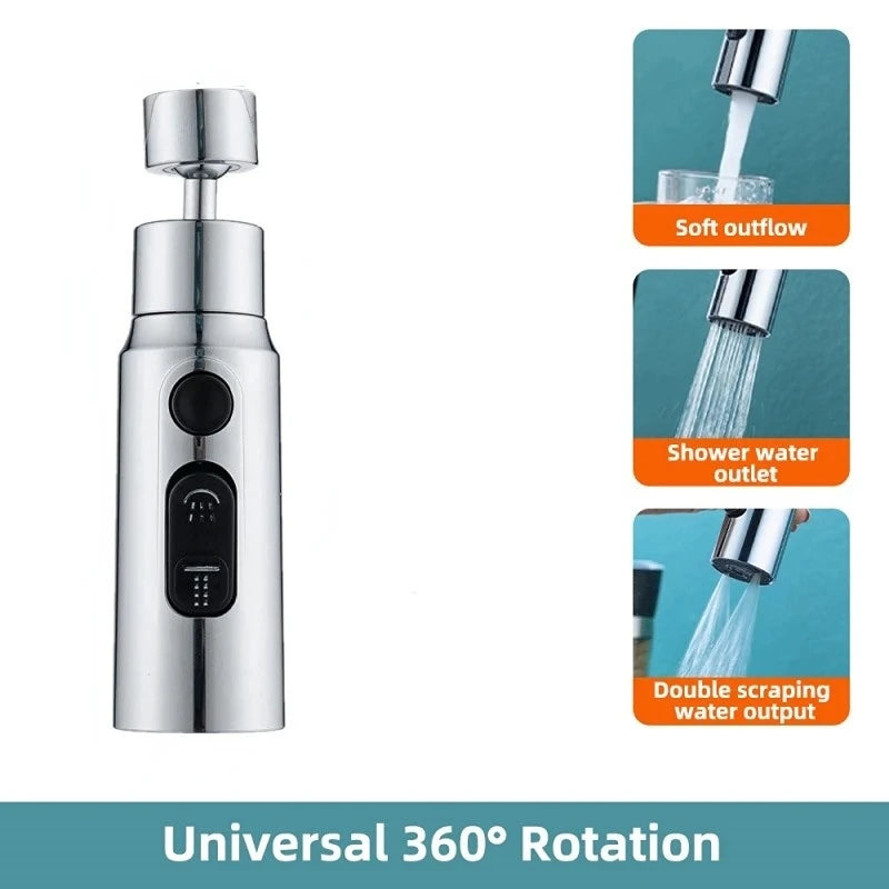 1pc Kitchen Faucet Aerator Faucet 3 Modes Bathroom Anti-splash Sprayer Kitchen Taps Anti-Splash Tap Booster Shower Filter Peaceful Pleasures Health and Wellness Silver