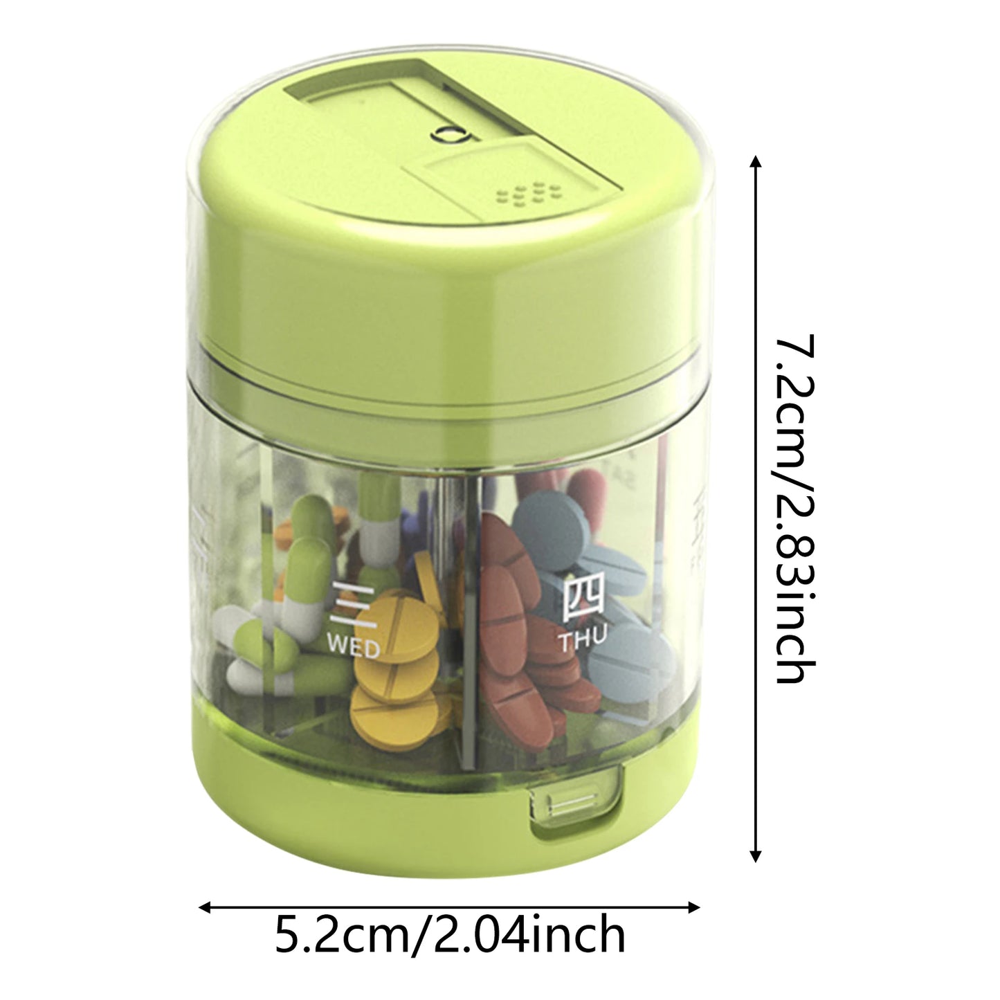 7-Day Portable Grid Pill Box Week Dates Transparent Bottle Suitable for adjusting Pills dosage Peaceful Pleasures Health and Wellness