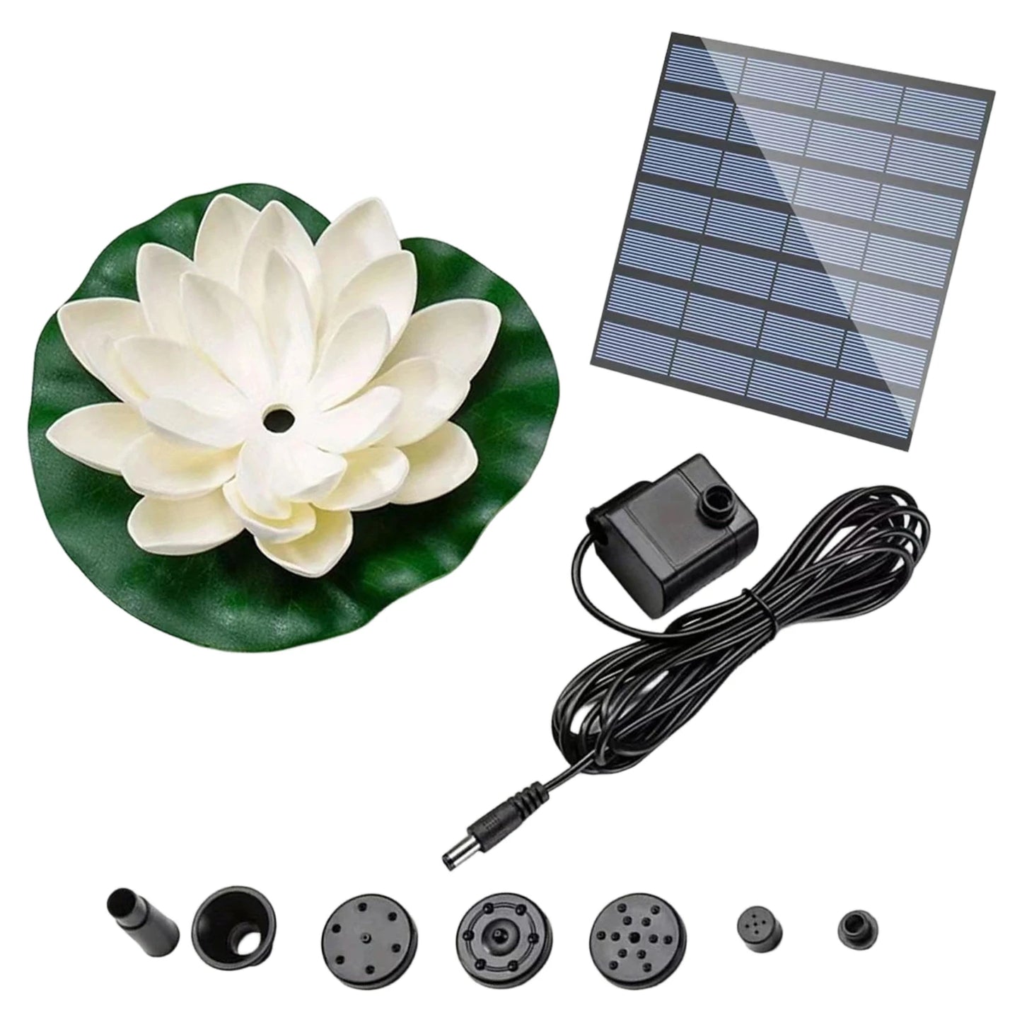 Lotus Solar Bird Bath Fountains with 6 Nozzles Solar Fountain Water Pump Easy Install for Garden Pond Pool Fish Tank and Outdoor Peaceful Pleasures Health and Wellness White