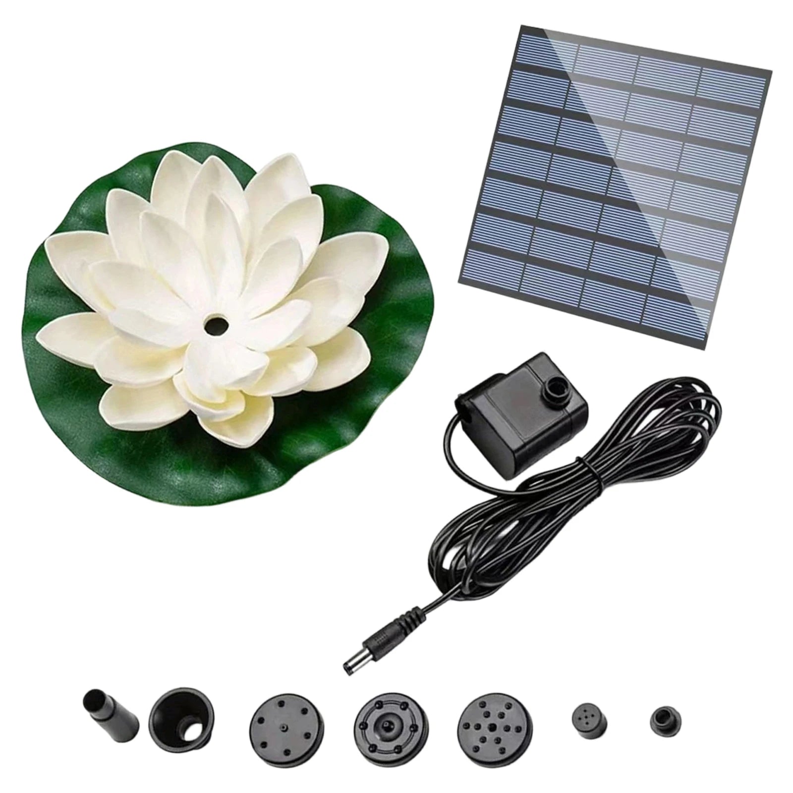 Lotus Solar Bird Bath Fountains with 6 Nozzles Solar Fountain Water Pump Easy Install for Garden Pond Pool Fish Tank and Outdoor Peaceful Pleasures Health and Wellness White