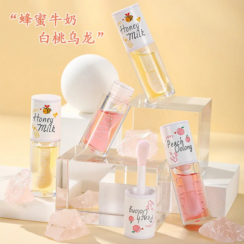Peach Milk Honey Lip Oil Gloss – Moisturizing & Fades Lip Lines