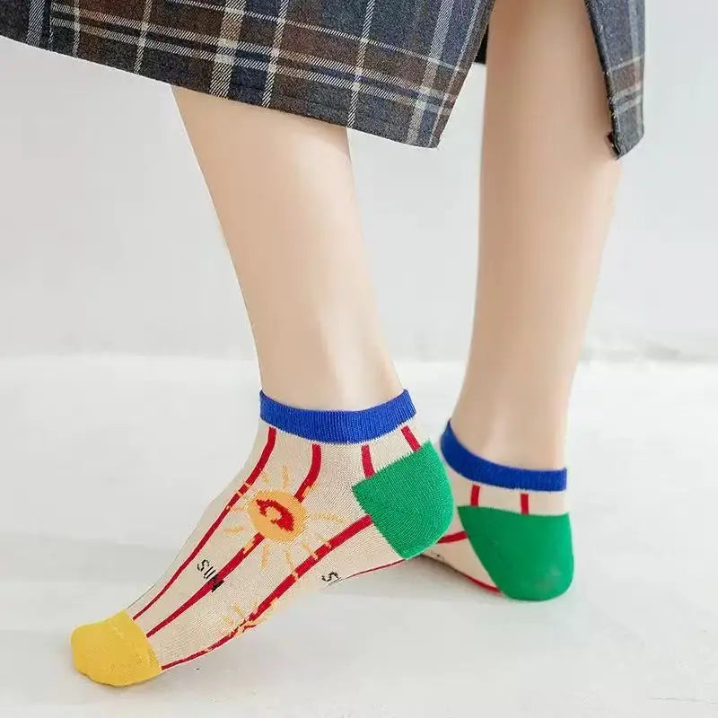 10 Pairs Of Casual Trend Ankle Socks For Men And Women, Comfortable, Breathable And Cute Cartoon Summer Couple Boat Socks Peaceful Pleasures Health and Wellness