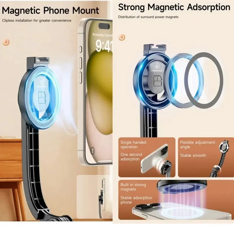 For Magsafe Tripod Magnetic Selfie Stick Portable Extendable Handle Tripod Monopod With Bluetooth Remote For iPhone 17 Android Peaceful Pleasures Health and Wellness