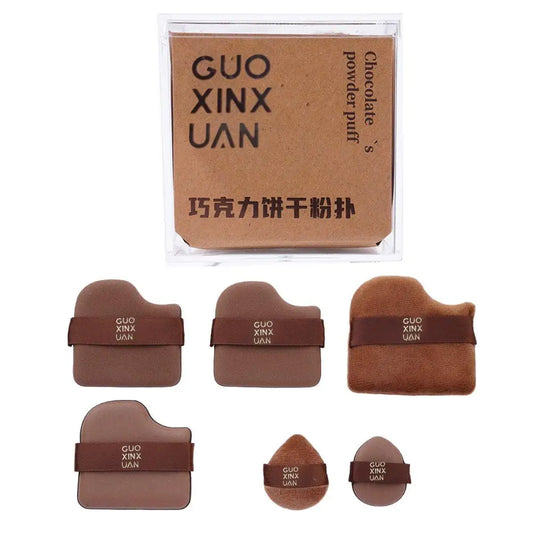 6-Piece Chocolate Powder Puff Set – Air Cushion & Sponge Kit Makeup Puff Set Oasis Select 1