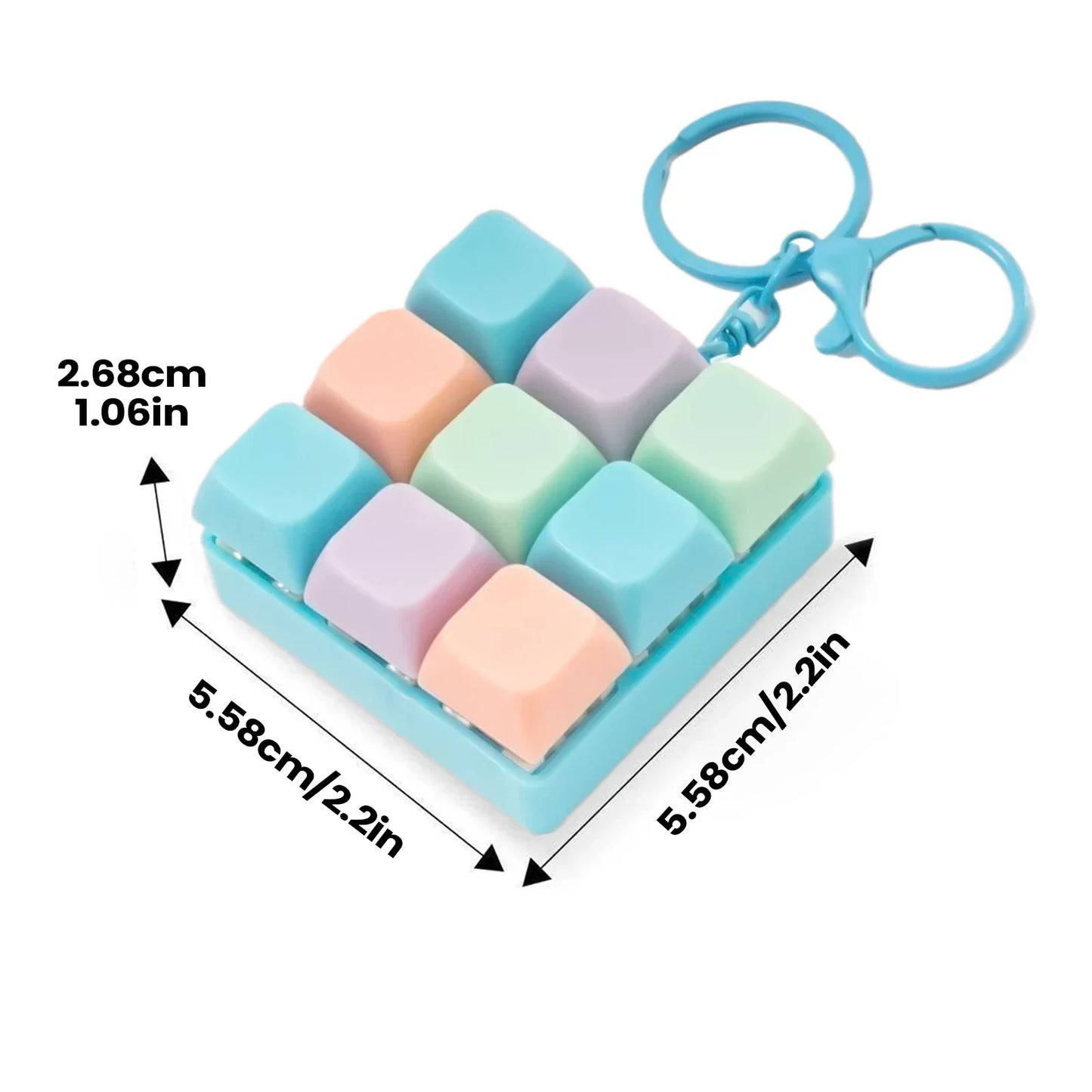 9-Key Mechanical Keyboard Fidget Clicker Keychain Toy
