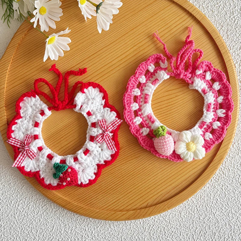 1pc Spring pet scarf knitted cat scarf cute dog bib strawberry accessory bib pet supplies accessory Peaceful Pleasures Health and Wellness