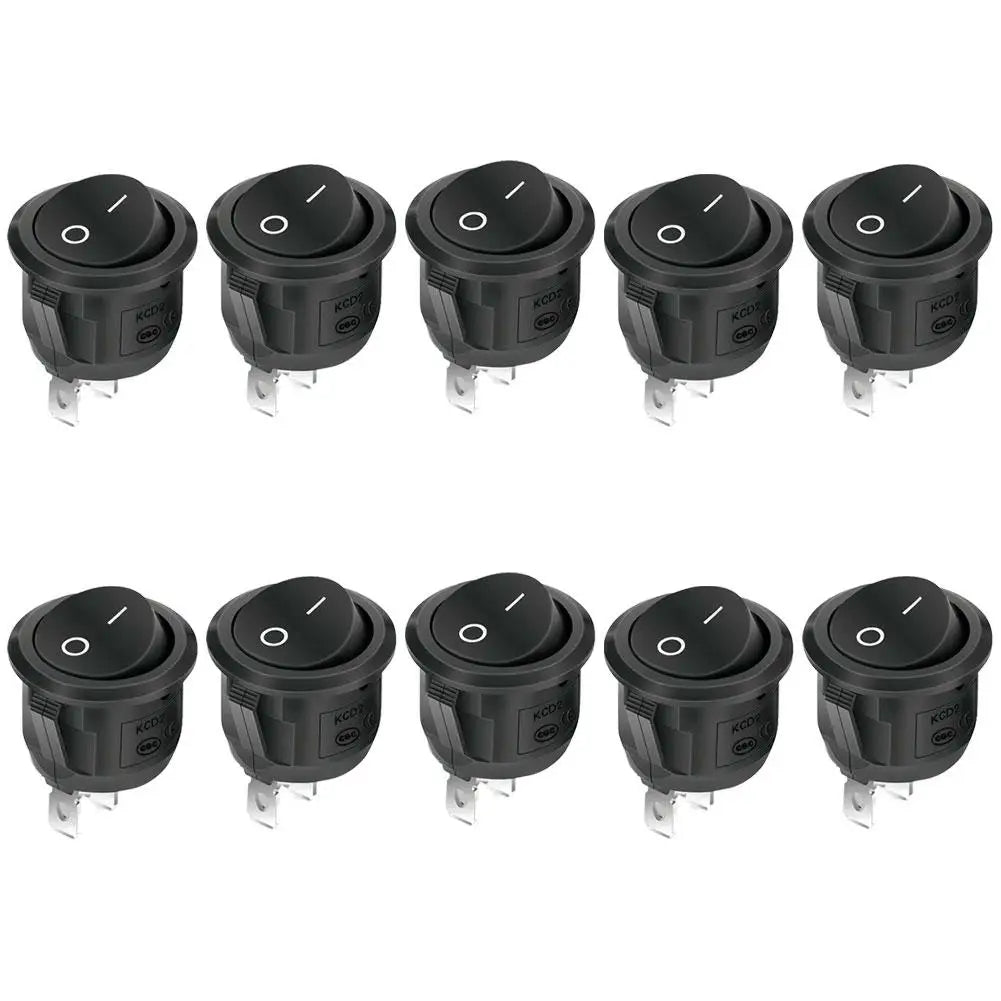 12V Round Rocker Switch AC 6A/250V 10A/125V SPST 2 Pin 2 Position On Off Toggle Switch For Car Boat Automotive RV Black Peaceful Pleasures Health and Wellness 10pcs