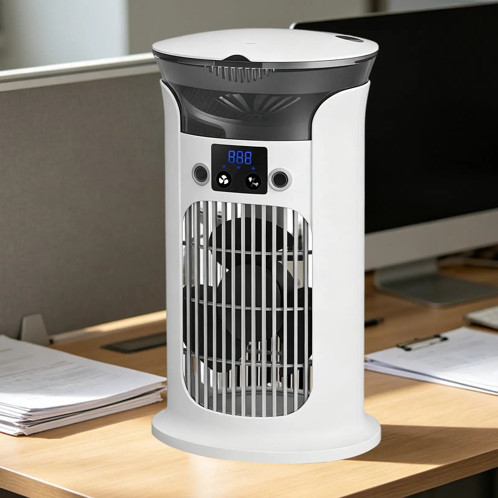 Portable Fan Portable Adjustable Cooling Cooler With Light Standing Desk Fan For Home Living Room Indoor Bedside Office Kitchen Peaceful Pleasures Health and Wellness