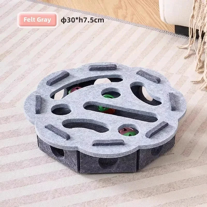 Cat Puzzle Toy Felt Box with Ball | Indoor Cat Exercise Toy