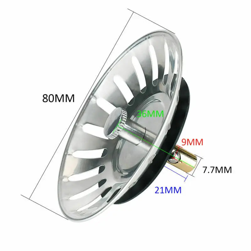 80mm Kitchen Sink Strainer Basket – 2-in-1 Filter & Stopper