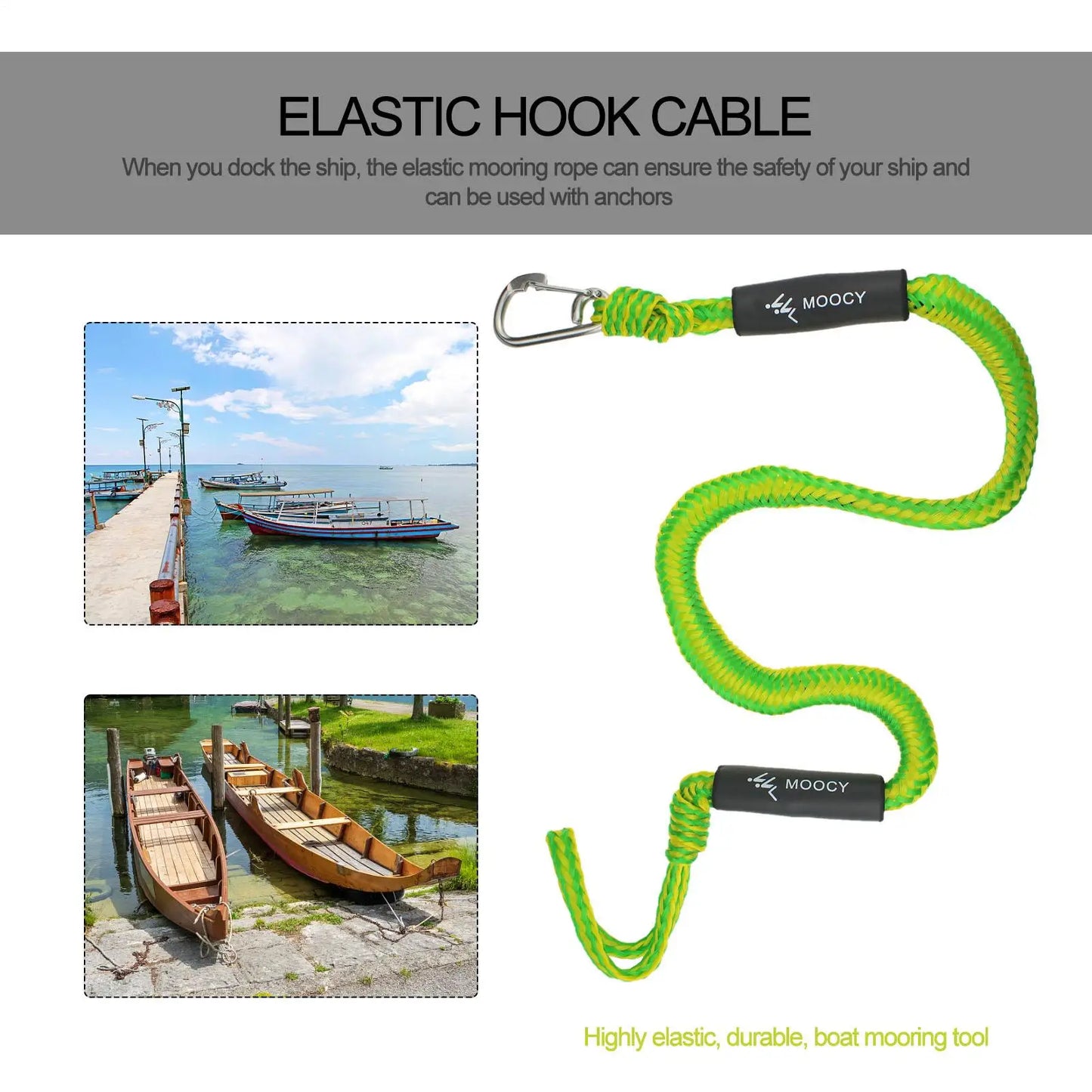 Elastic Bungee Boat Dock Line | Mooring Rope for Kayak & Pontoon Boat Mooring Rope Peaceful Pleasures Health and Wellness