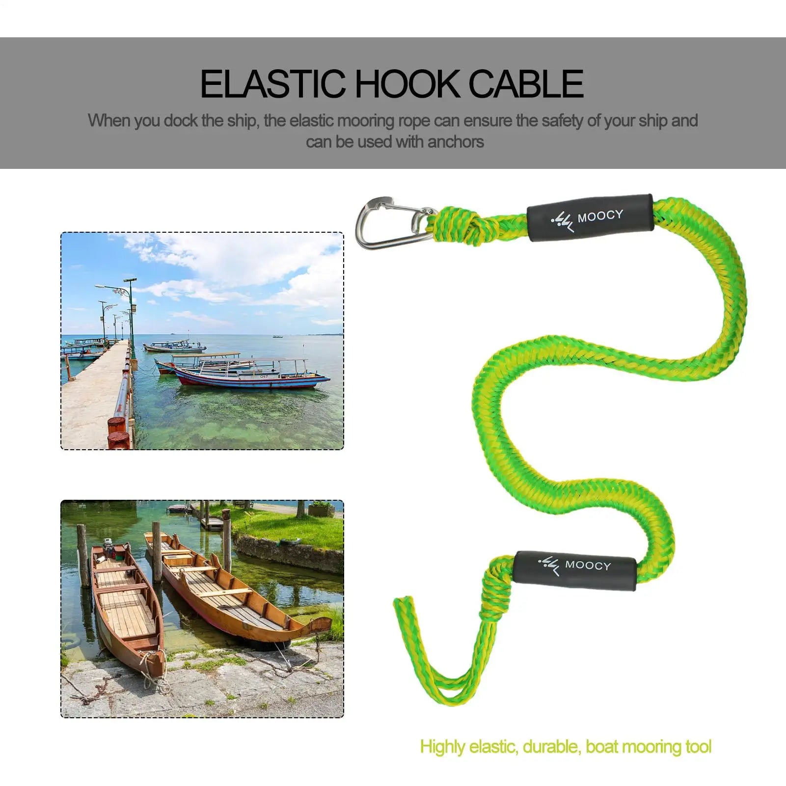 Elastic Bungee Boat Dock Line | Mooring Rope for Kayak & Pontoon Boat Mooring Rope Peaceful Pleasures Health and Wellness