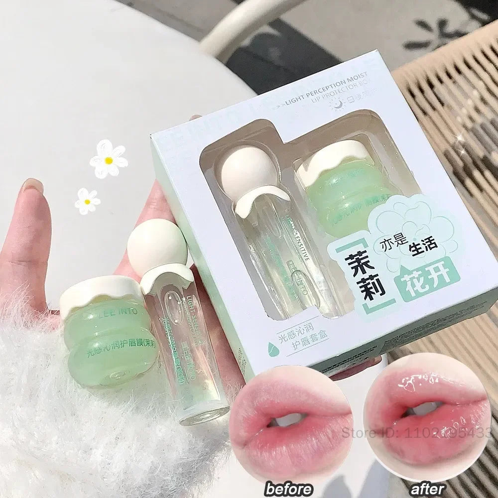 Strawberry Lip Oil & Jelly Lip Mask Set – 2Pc Hydrating Lip Care