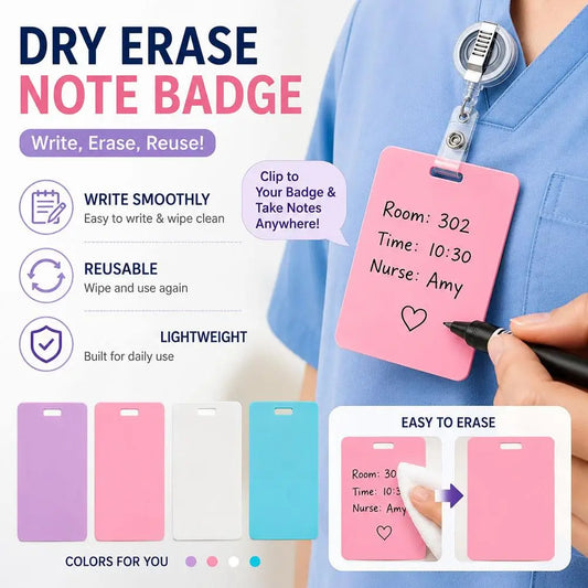 Reusable Dry Erase Nurse ID Badge Card – Wipeable Writing Reusable Badge Card Oasis Select