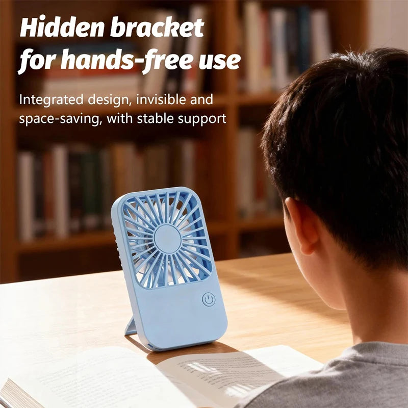  Ultra Thin Portable Pocket Fan USB Rechargeable 3-Speed Adjustable Handheld Fans With Stand 2-in-1 Desk Fan For Outdoor Travel Peaceful Pleasures Health and Wellness