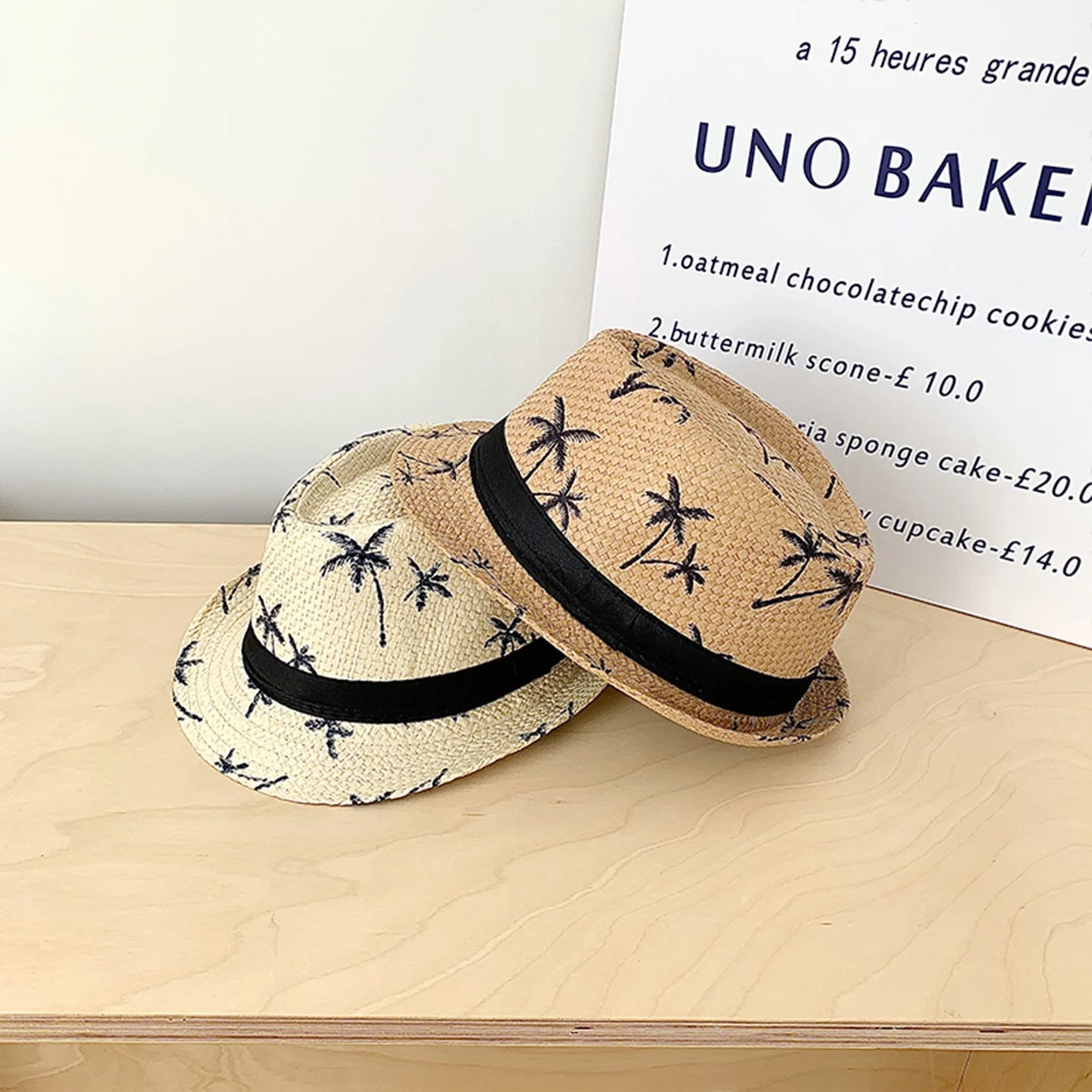 Summer Beach Woven Sun Hats Men Women Coconut tree print Jazz Sun Protection Travel Outdoor Panaman Straw Hats Unisex Peaceful Pleasures Health and Wellness
