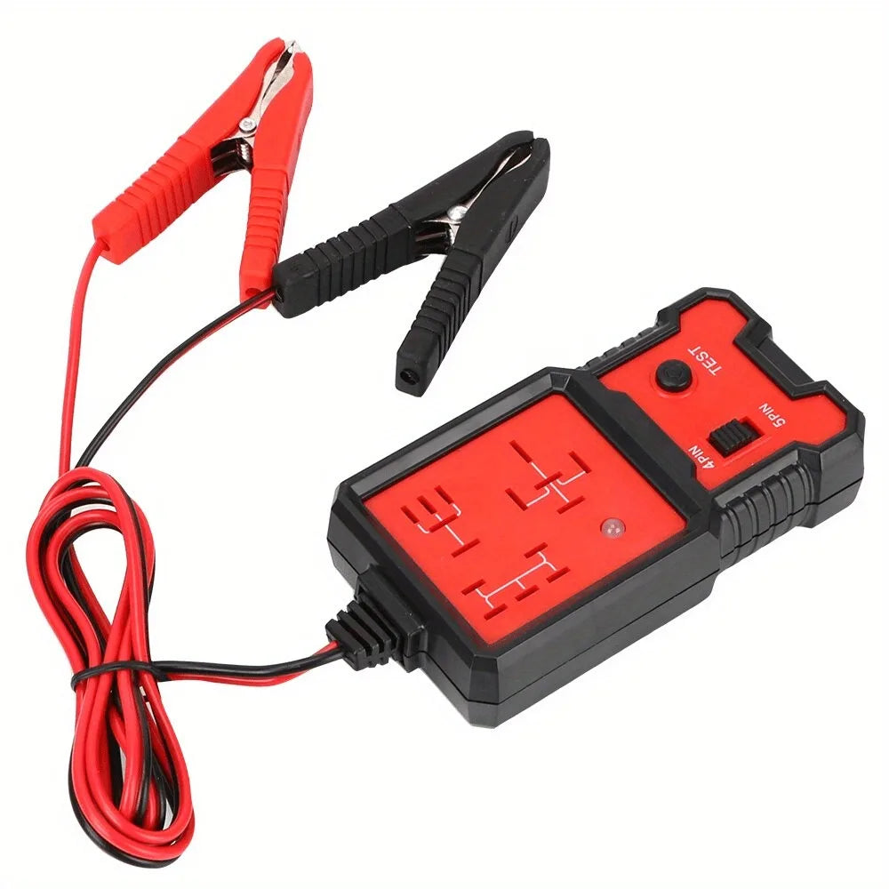 Portable 12V Automotive Relay Tester with Battery Clips Peaceful Pleasures Health and Wellness Red