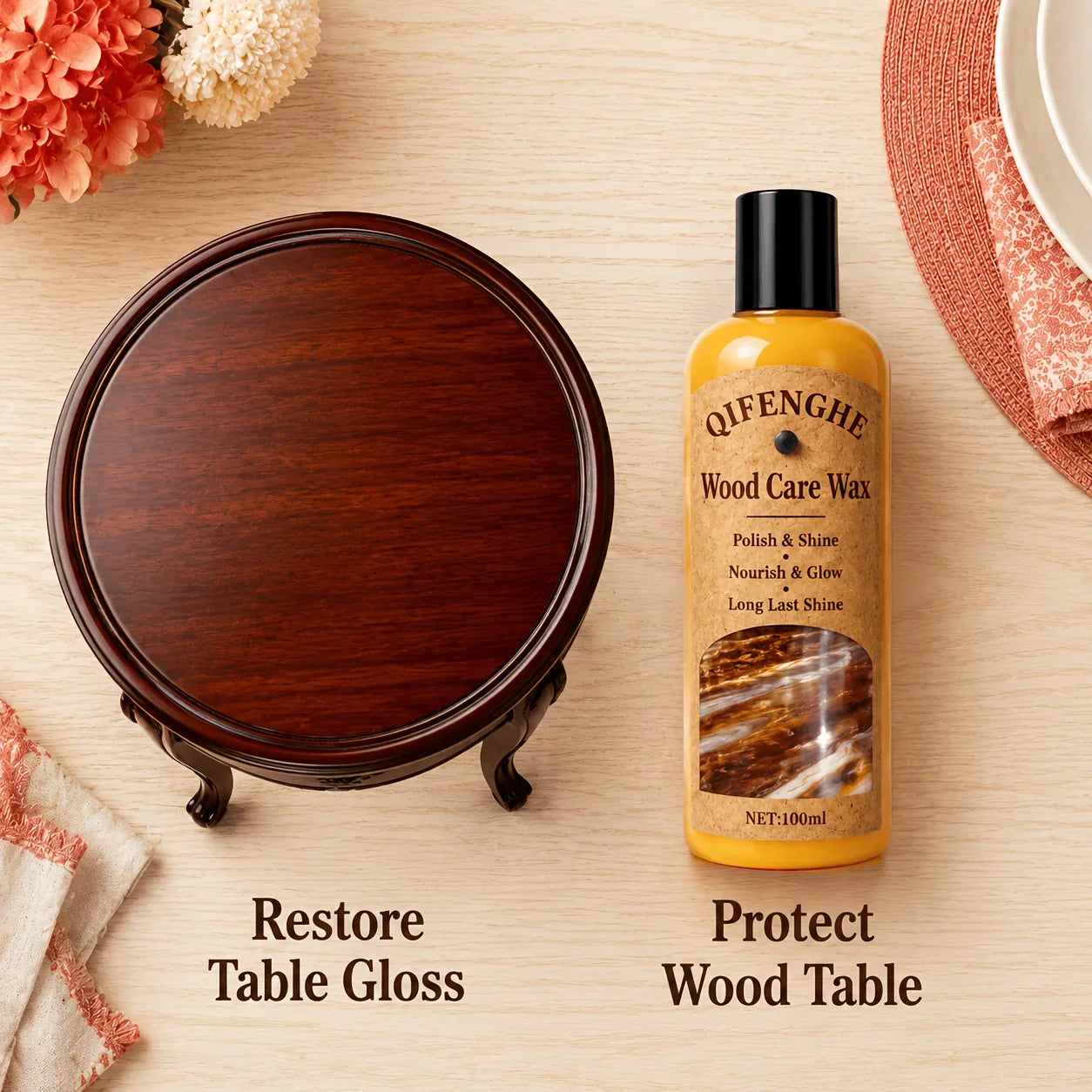 Wood Polish Wax with Coconut Oil – Shine & Water Protection