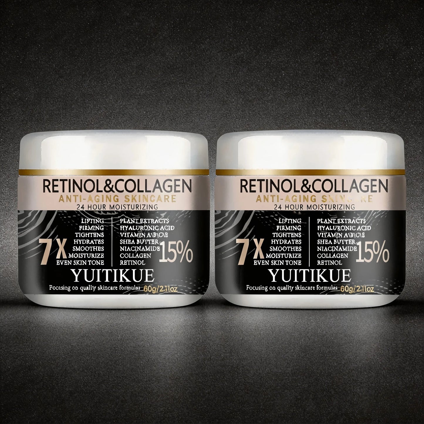 YUITIKUE Retinol & Collagen Anti-Aging Cream 60g, 7X Effect 24H Moisturizing for Lifting, Firming & Even Skin Tone Peaceful Pleasures Health and Wellness 2pc