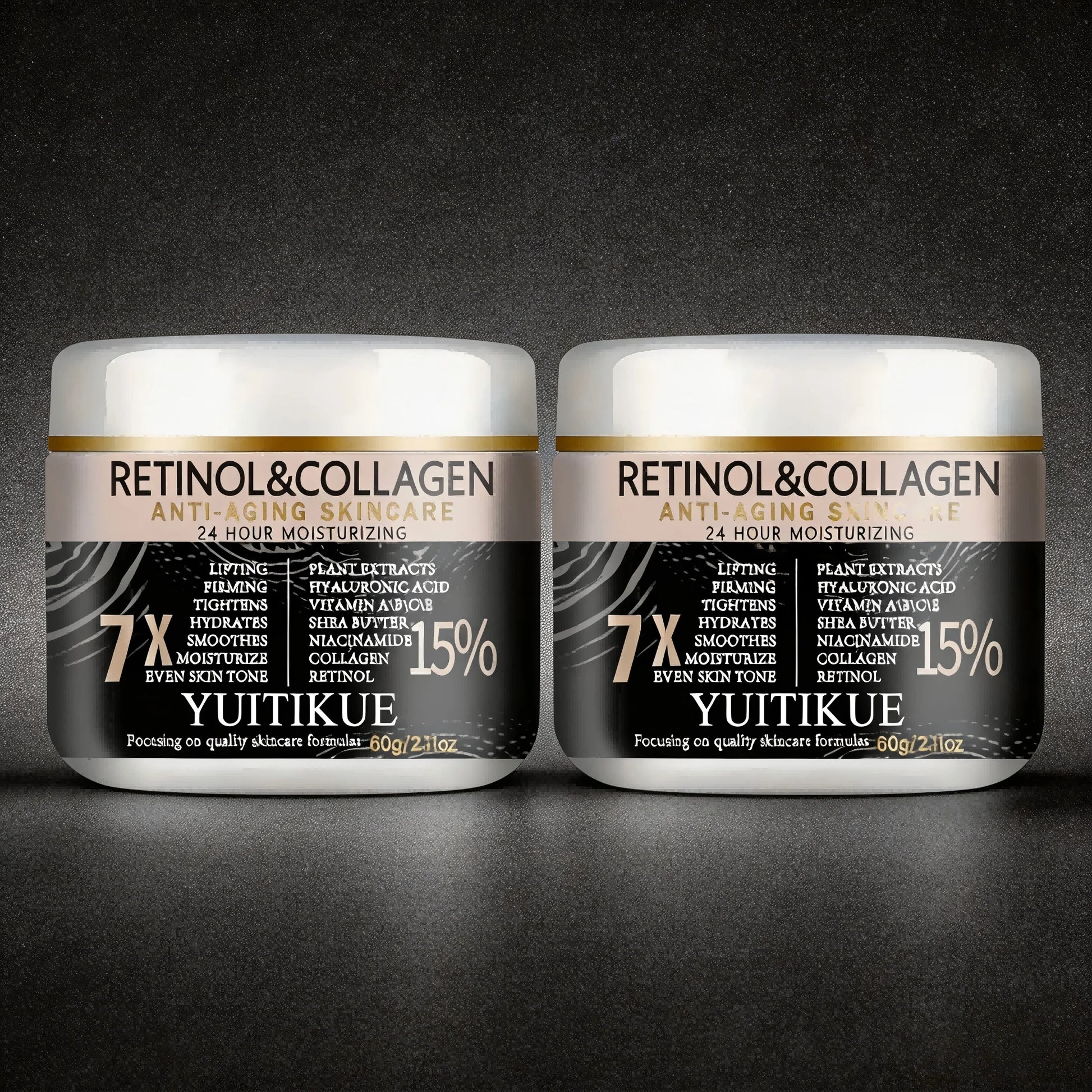 YUITIKUE Retinol & Collagen Anti-Aging Cream 60g, 7X Effect 24H Moisturizing for Lifting, Firming & Even Skin Tone Peaceful Pleasures Health and Wellness 2pc