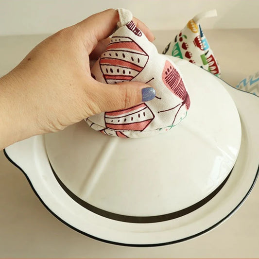 Heat-resistant Pot Cover Cap Japanese-style Triangular Pot Cap Enamel Pot Heat-resistant Handle Cover Peaceful Pleasures Health and Wellness