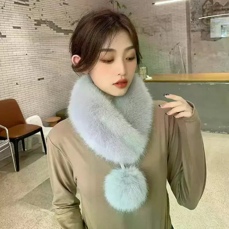 Women's Velvet Faux Fur Collar Scarf – Soft, Warm & Elegant
