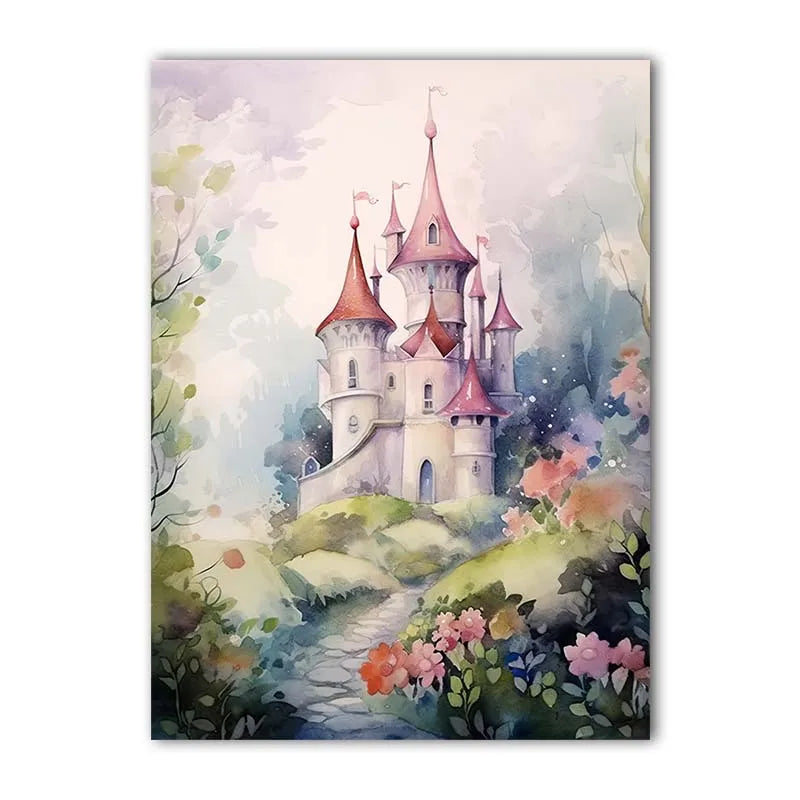Nordic Dreamy Castle Canvas Wall Art for Kids Nursery Decor Canvas Wall Art Peaceful Pleasures Health and Wellness 02 50x70cm NoFrame China Mainland