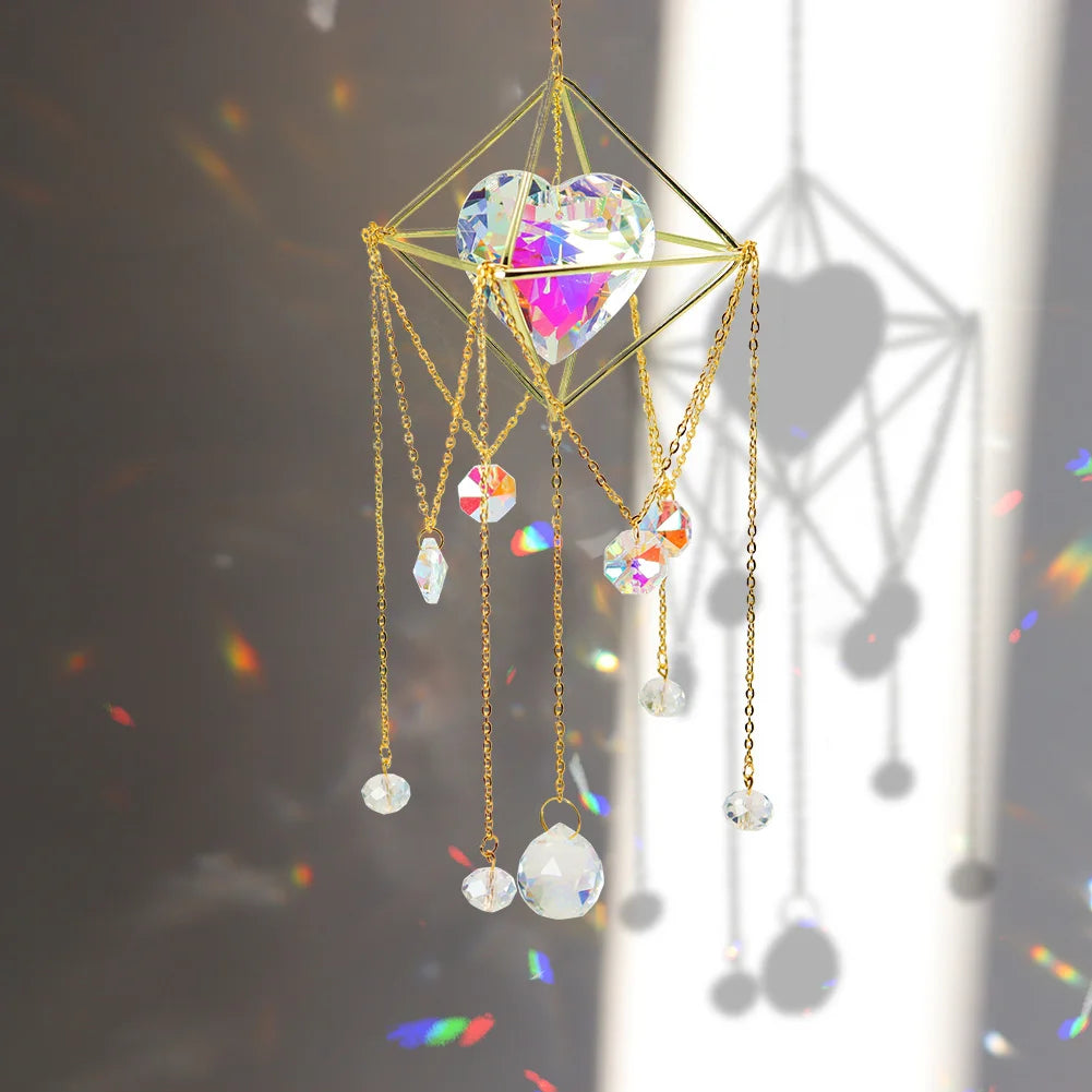 Crystal Wind Chime – Star Moon Rainbow Prism Dream Catcher Decor Peaceful Pleasures Health and Wellness