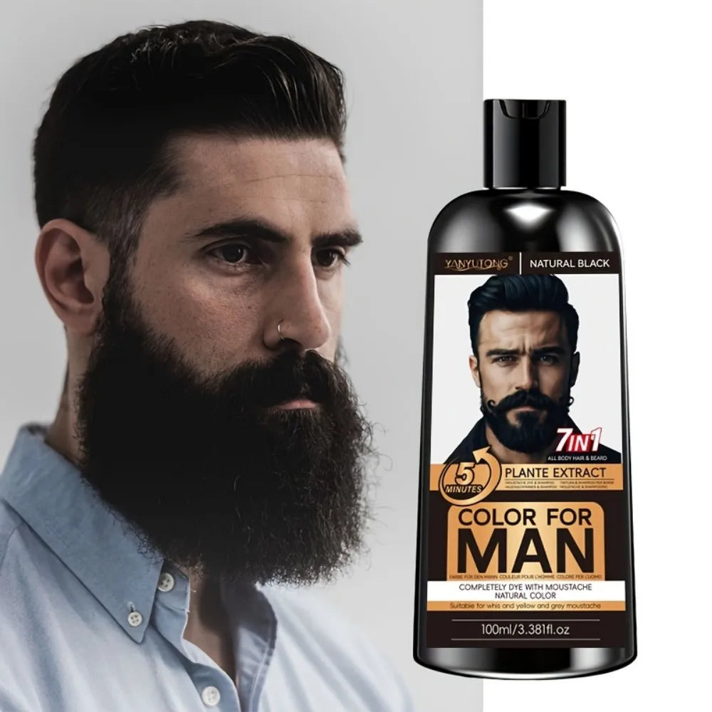 7-in-1 Men's Beard Dye – Natural Plant Pigment Hair Color