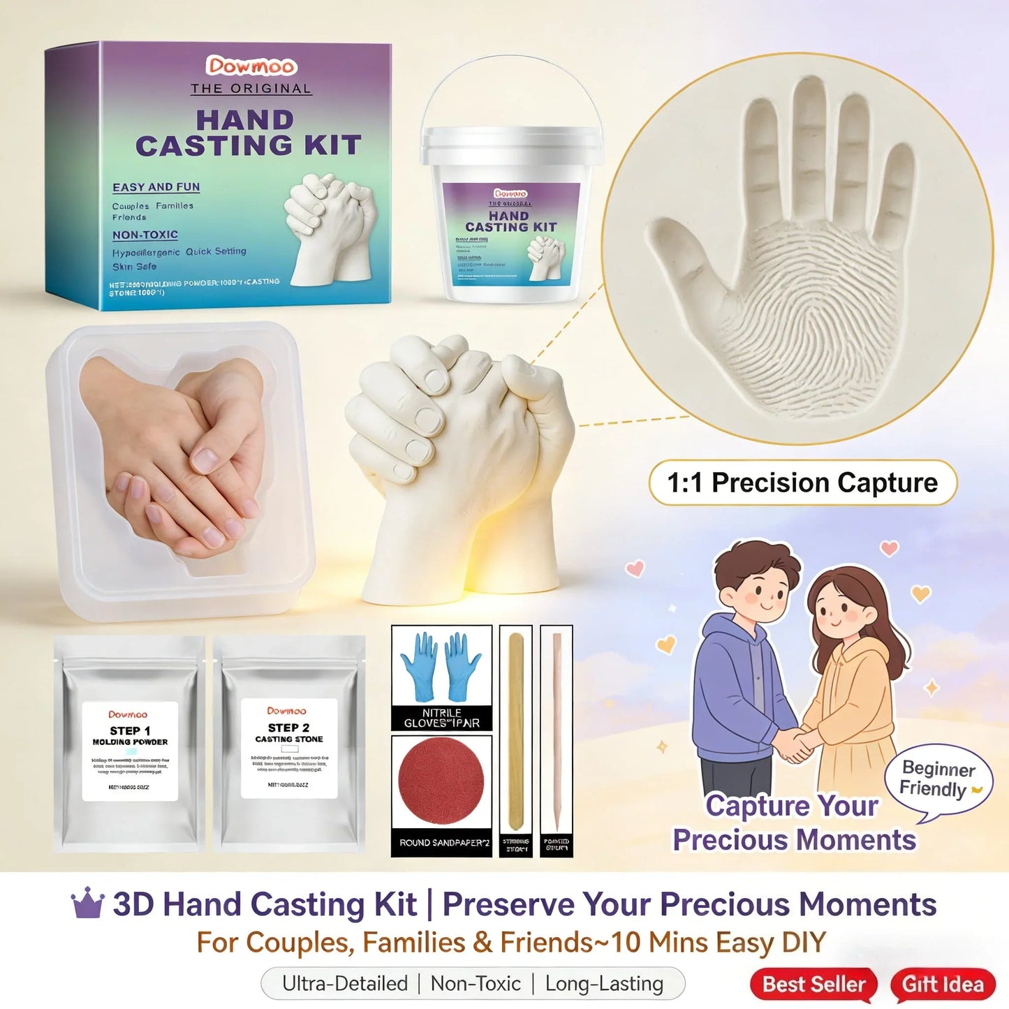 DIY Hand Casting Kit – 3D Mold Making Set for Family & Couples