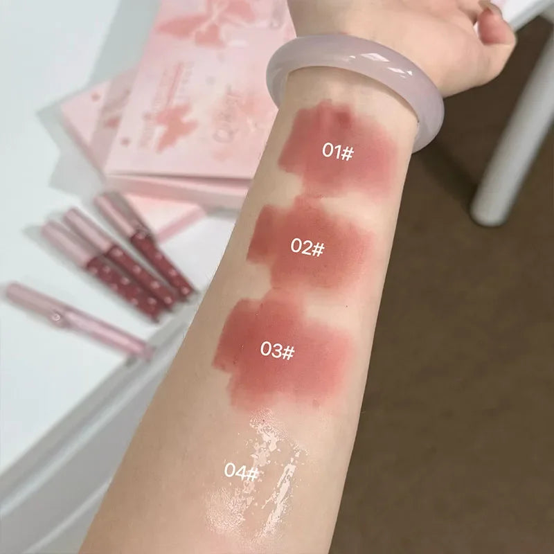 QIBEST New 4 PCs Soft Lip Colors Makeup Kits Include 3*Matte Liquid Lipstick And 1*Lip Balm Oil Cosmetic Sets With Necklace Gift Peaceful Pleasures Health and Wellness