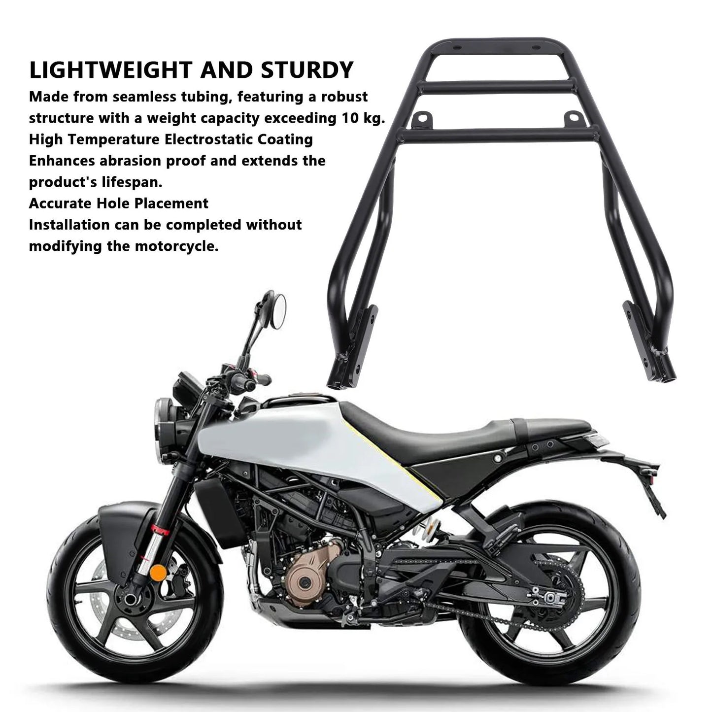 Motorcycle Tail Rack for Husqvarna 125 250 401 2024-2025 + Straps